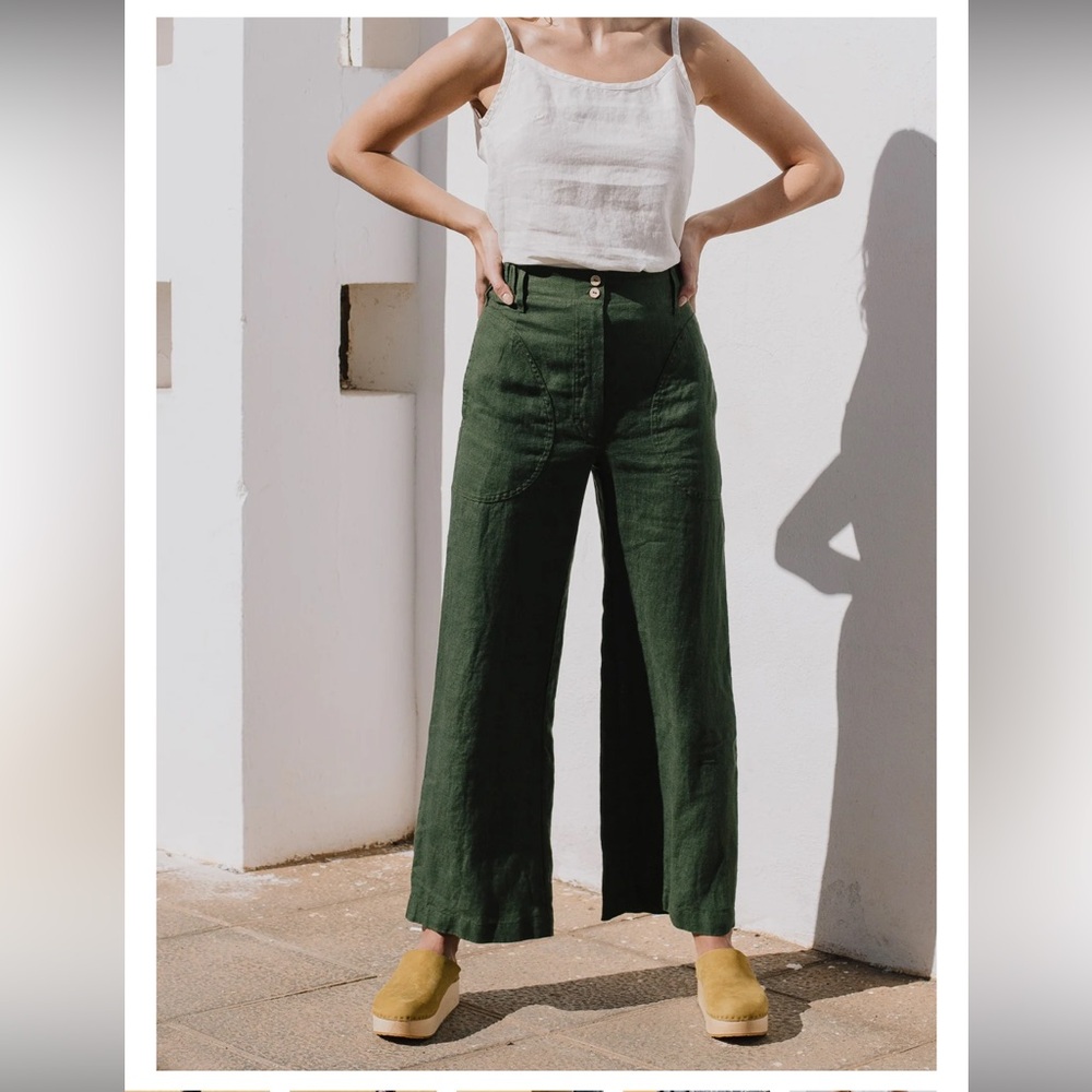 Not Perfect Linen Pants - SARAH Blue High-Waisted Pants - Medium